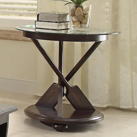 Round End Table with Oar Pedestal